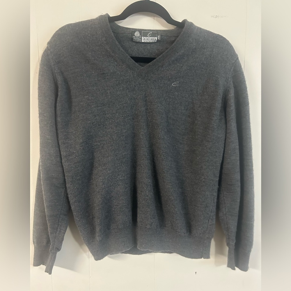 Casablanca Premium Sweater Men’s Size 44 Pure Wool Extra fine Grey V-Neck